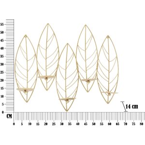 Mauro Ferretti Wandkerzenhalter Blatt für 5 Kerzen 66x14x56 cm gold
