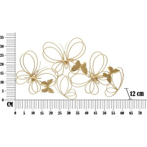 Mauro Ferretti Настенный подсвечник Бабочки 3-х пламенный 61x12x34 см золотой