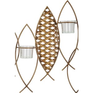 Mauro Ferretti Wandkerzenhalter Fische 4-flammig 66x9x40,5 cm mehfarbig