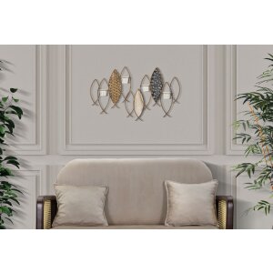 Mauro Ferretti Wandkerzenhalter Fische 4-flammig 66x9x40,5 cm mehfarbig