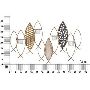Mauro Ferretti Wandkerzenhalter Fische 4-flammig 66x9x40,5 cm mehfarbig