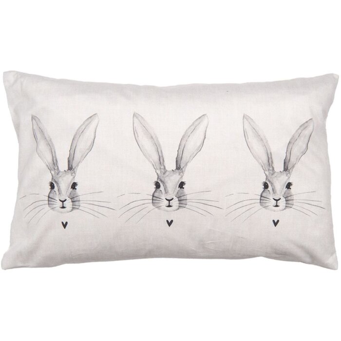 Clayre & Eef RUB36 Подушка-чехол Bunny Motif бежево-серый 30x50 см Стиль кантри