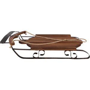 Clayre & Eef Dekoschlitten Holz Eisen Braun 71x39x14...