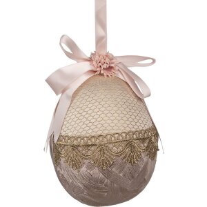 Clayre & Eef Dekoanhänger Ei Textil Beige Rosa...