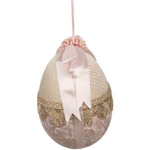 Clayre & Eef Dekoanhänger Ei Textil Beige Rosa...