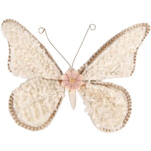 Clayre & Eef Dekoration Schmetterling Beige 30x3x24 cm