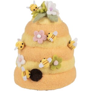 Clayre & Eef Deko Bienenkorb mit Bienen Ø16x21...