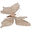 Clayre & Eef Декоративная бабочка бежевая 28x4x22 см Стиль кантри с вышивкой