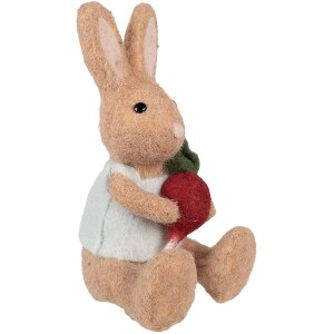 Clayre & Eef Декоративный кролик с редиской коричневый 10x10x19 см