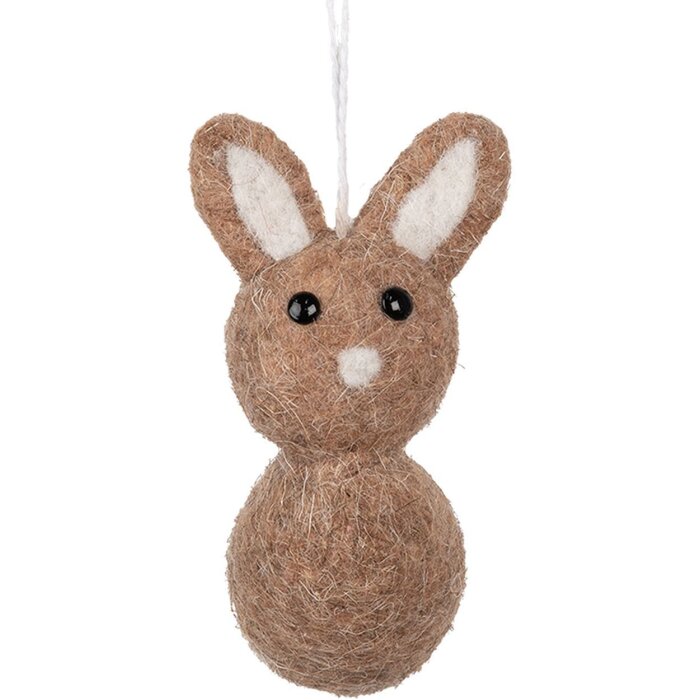 Clayre & Eef Dekoanhänger Kaninchen Braun Beige 6x7x12 cm Landhausstil