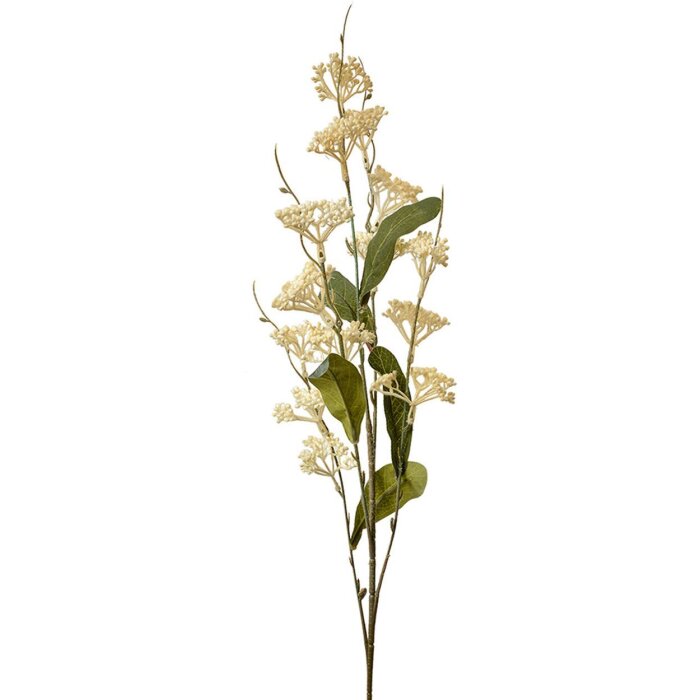 Clayre & Eef Декоративная ветка с цветами бежево-зеленая 80 см пластик