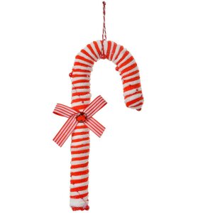 Clayre & Eef 66102S Weihnachtsanhänger Zuckerstange 10x3x26 cm Rot Weiß