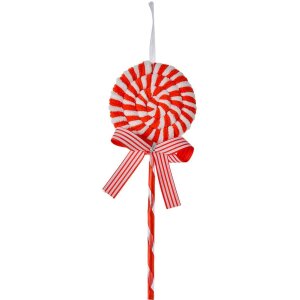 Clayre & Eef 66114R Anhänger Lollipop Rot Weiß 9x2x25 cm Kunststoff