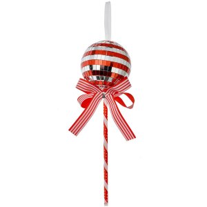 Clayre & Eef 66115R Anhänger Lollipop Rot Silber Ø9x25 cm Kunststoff