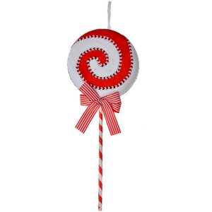 Clayre & Eef 66116 Anhänger Lollipop Rot Weiß 18x4x45 cm Kunststoff