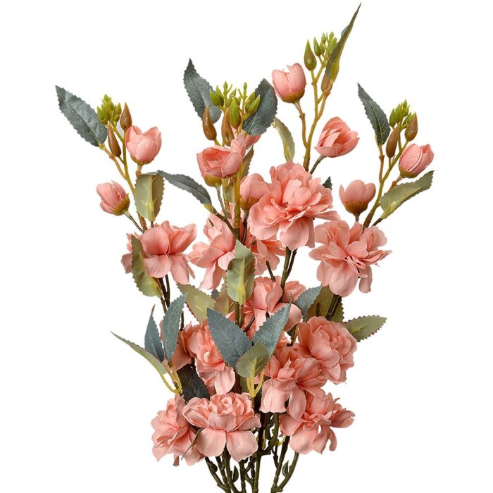 Clayre & Eef 6PL0378P Dekozweig mit Kunstblumen Rosa Grün 51 cm