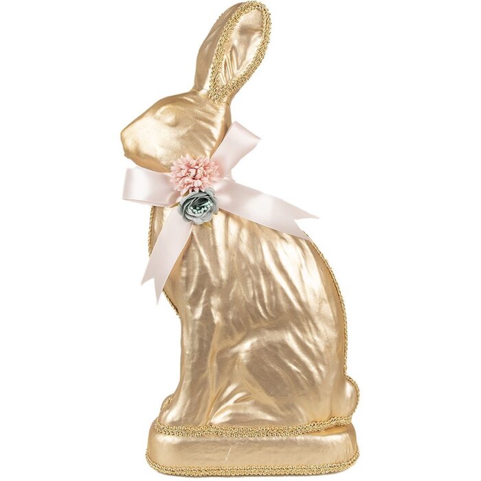 Clayre & Eef декоративный кролик золотого цвета 22x8x40 см текстиль пластик