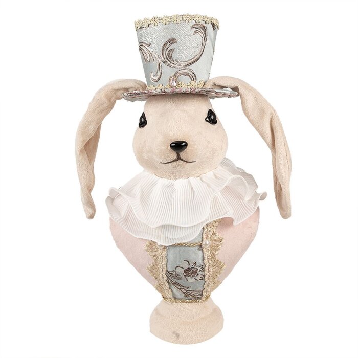 Clayre & Eef Декоративный кролик текстиль бежево-золотой 18x15x39 см Винтажный стиль