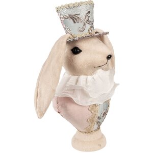 Clayre & Eef Декоративный кролик текстиль бежево-золотой 18x15x39 см Винтажный стиль