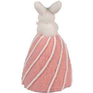 Clayre & Eef Декоративный кролик бело-розовый Ø8x14 см текстиль-пластик в стиле кантри