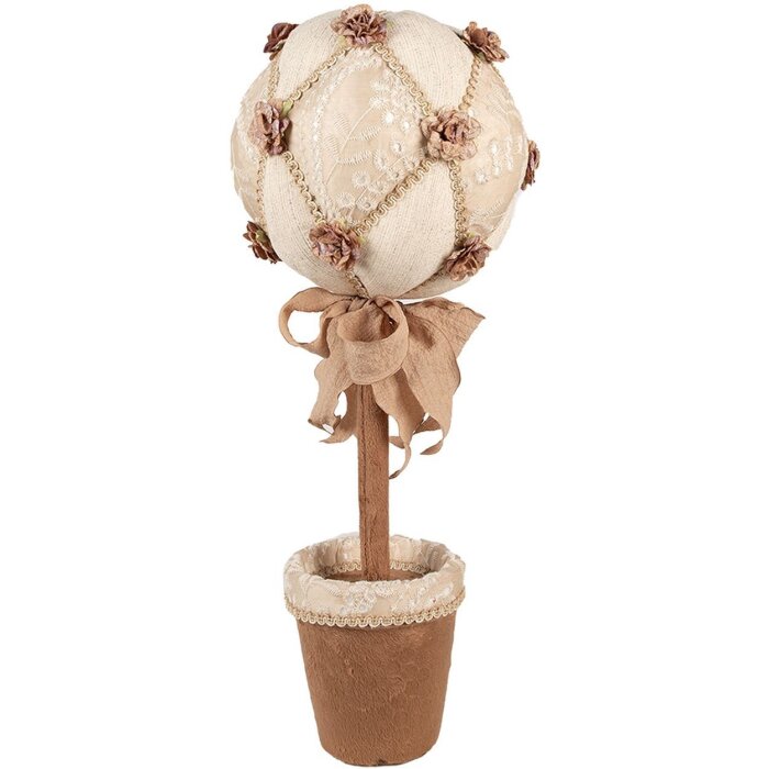 Clayre & Eef 65951 Декоративный цветок бежевый Ø20x50 см винтажный текстиль пластик