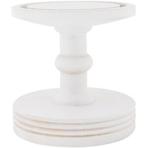 Clayre & Eef Glasglocke Ø14x34cm Weiß Landhausstil mit Holzsockel