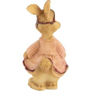 Clayre & Eef Декоративный кролик из полирезины коричнево-розовый 3x3x5 см Стиль кантри