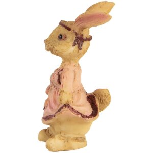 Clayre & Eef Декоративный кролик из полирезины коричнево-розовый 3x3x5 см Стиль кантри