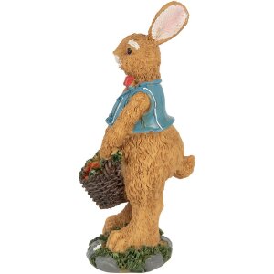 Clayre & Eef 6PR5721 Декоративный кролик коричнево-голубой 13 см полирезин стиль кантри