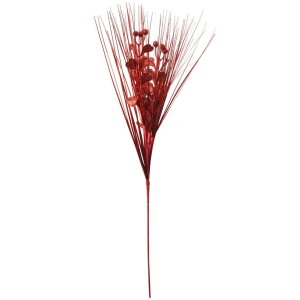 Clayre & Eef Deko-Zweig Rot 78 cm Glitzer Kunstpflanze für festliche Deko