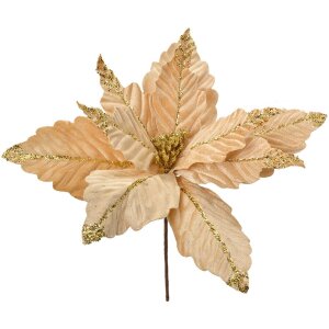 Clayre & Eef 66160 Weihnachtsdeko Blume Beige-Gold...