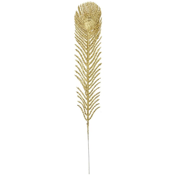 Clayre & Eef 66161GO Декоративное перо золотого цвета 42 см пластик с эффектом блеска