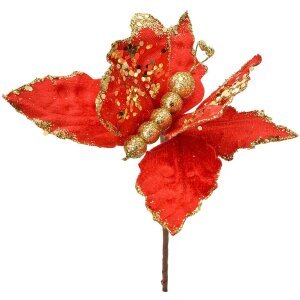 Clayre & Eef 66162 Dekoschmetterling Rot Gold 20x4x25...