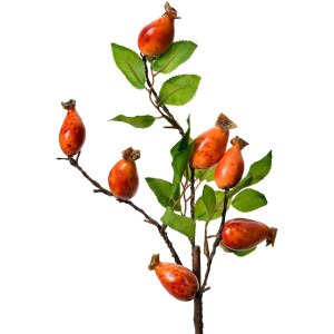 Clayre & Eef Dekozweig Hagebutte Orange-Grün...