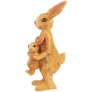 Декоративная фигурка Clayre & Eef кролик с малышом коричневый 4x4x8 см стиль кантри