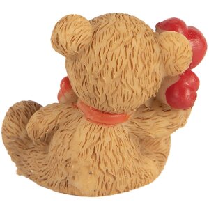 Clayre & Eef Deko Bär Braun Rot 3x2x4 cm Polyresin Landhausstil