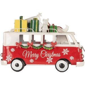 Clayre & Eef 6Y5855 Модель автобуса светодиодная красно-белая 31x15x21 см на батарейках