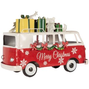 Clayre & Eef 6Y5855 Модель автобуса светодиодная красно-белая 31x15x21 см на батарейках