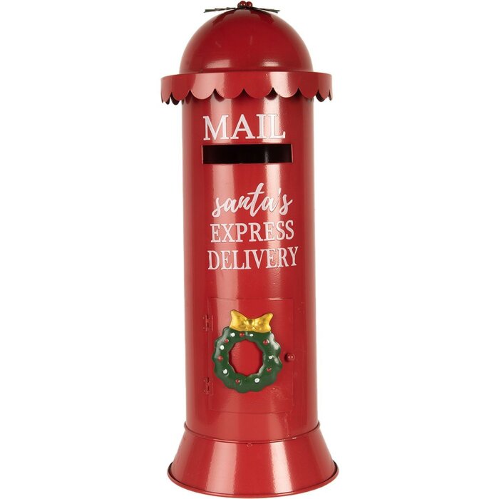 Clayre & Eef 6Y5859 Briefkasten Rot Ø19x52cm Santa’s Express Delivery