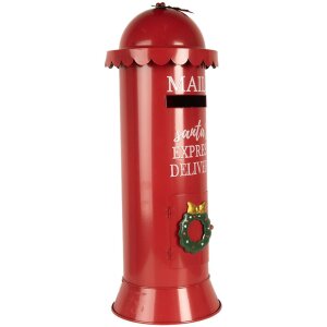 Clayre & Eef 6Y5859 Briefkasten Rot Ø19x52cm Santa’s Express Delivery