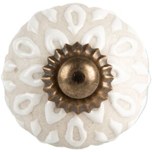 Clayre & Eef Дверная ручка керамическая бело-серая...