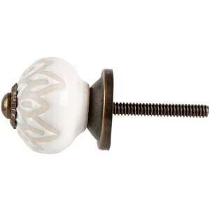 Clayre & Eef Дверная ручка керамическая бело-серая...