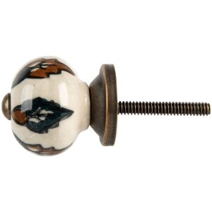 Clayre & Eef Türknopf Keramik Ø 3x3 cm Beige Schwarz Vintage