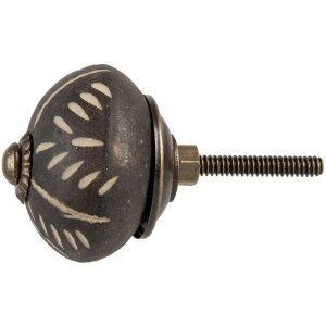 Clayre & Eef 66054 Keramik Türknopf Grau Beige...