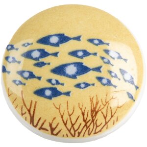 Clayre & Eef Türknopf Keramik Weiß Blau...