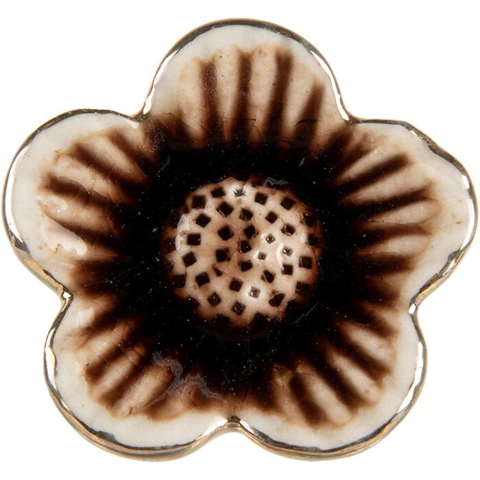 Керамическая дверная ручка Clayre & Eef Ø5x3 см бежево-коричневый антикварный вид