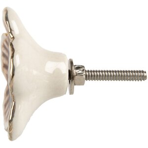 Керамическая дверная ручка Clayre & Eef Ø5x3 см бежево-коричневый антикварный вид