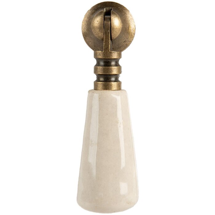 Clayre & Eef Дверная ручка Ретро керамическая ручка бежево-коричневая 2x2x7 см