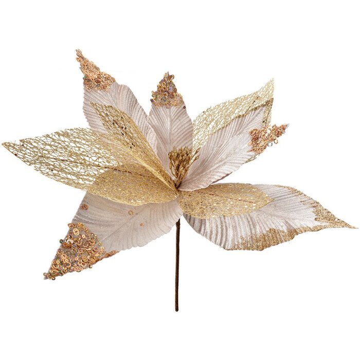 Clayre & Eef 66133 Weihnachtsdeko Blume Gold Ø 44x37 cm