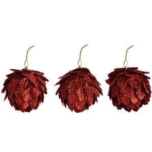 Clayre & Eef Weihnachtsdeko Blume Rot 3er-Set...